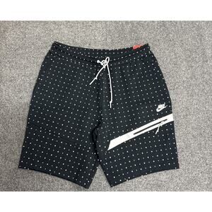 NWT Nike Tech Fleece Polka Dot Athletic Shorts Black/White Drawstring Pockets XL